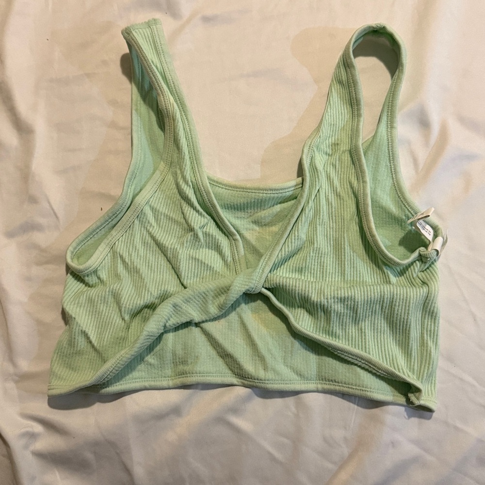 Mint Green Ribbed Crop Top - Picture 2 of 2